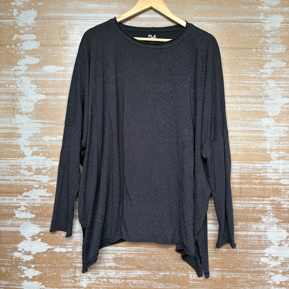 Planet by Lauren G Long Sleeve Tee Laggen Look Oversized Boho Pattern Womens OS